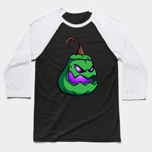 Creepy Jack O Lantern Pumpkin - Green and Purple, Baseball T-Shirt